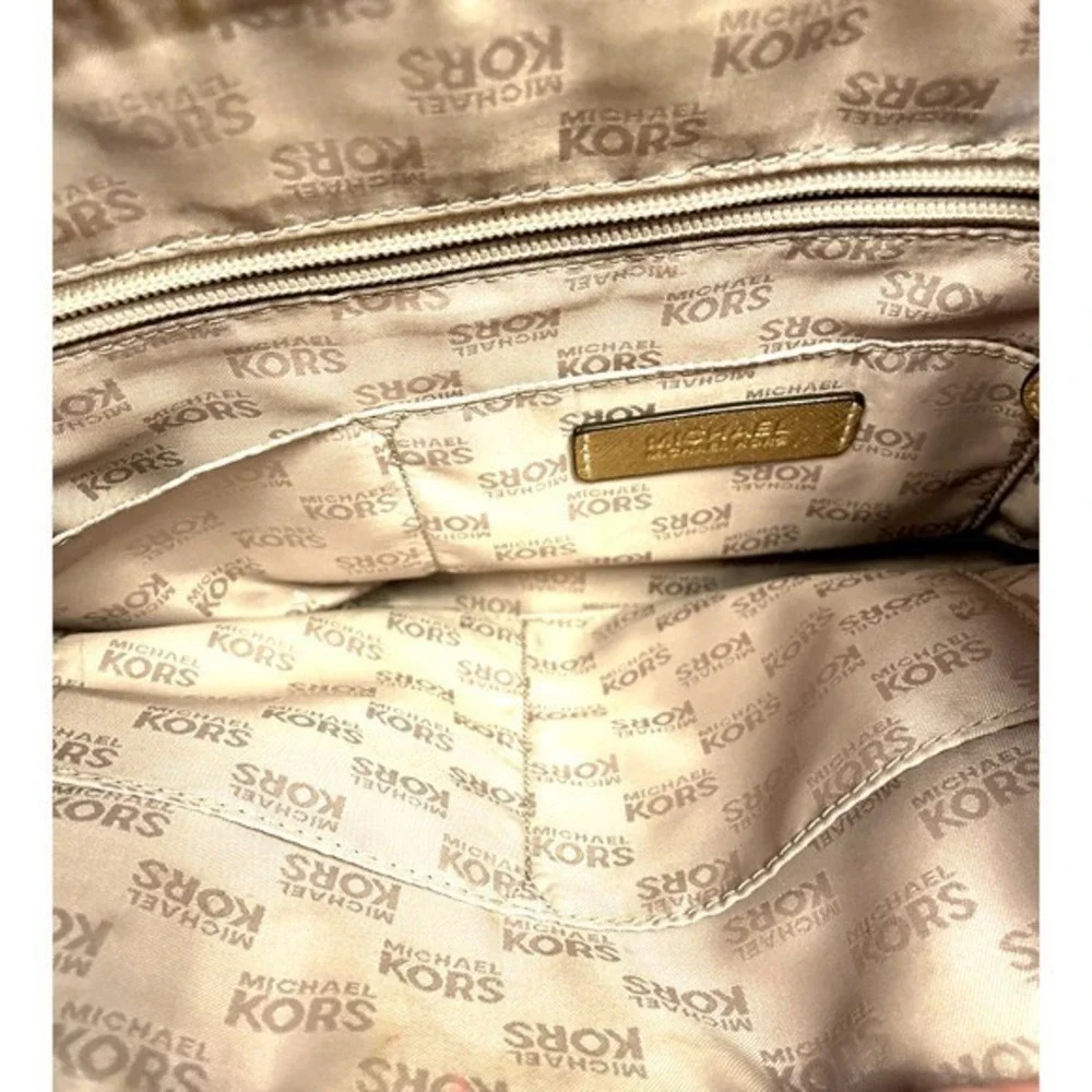 Michael Kors Emmy Dome Satchel Purse‎ Crossbody Metallic Gold Medium